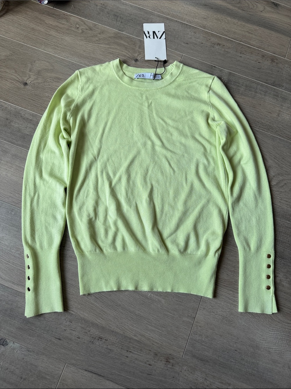 Zara Men Pale Lime Crewneck Sweater